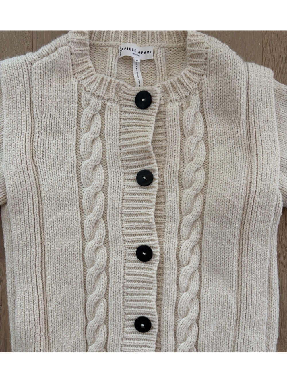 Apiece Apart Cream Cable-Knit Button Wool / Alpaca Cardigan XS - Picture 9 of 10